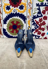 Carica l'immagine nel visualizzatore di Gallery, Slingback blue con punta in metallo
