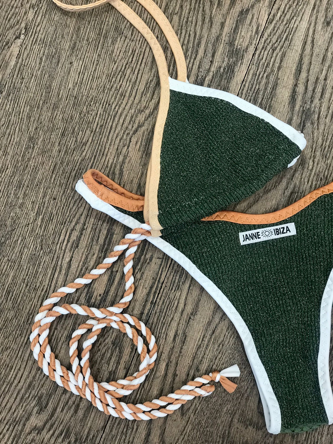 265 - Bikini Janne Ibiza - lurex verde e macramè