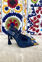 Carica l'immagine nel visualizzatore di Gallery, Slingback blue con punta in metallo
