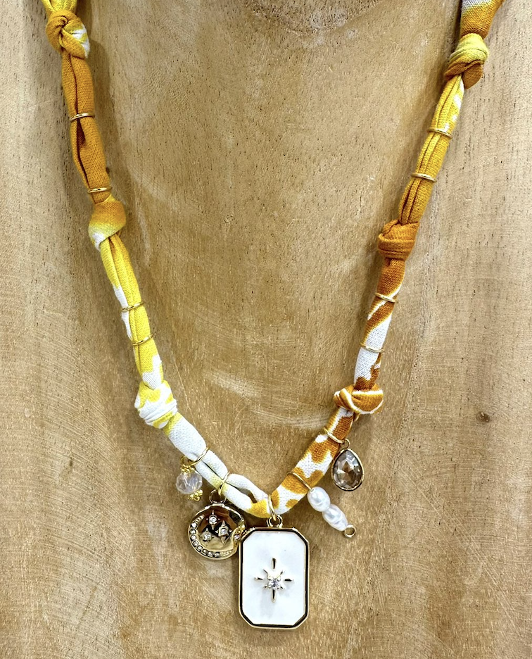 COLLANA BANDANA - TIE DYE GIALLO (A)